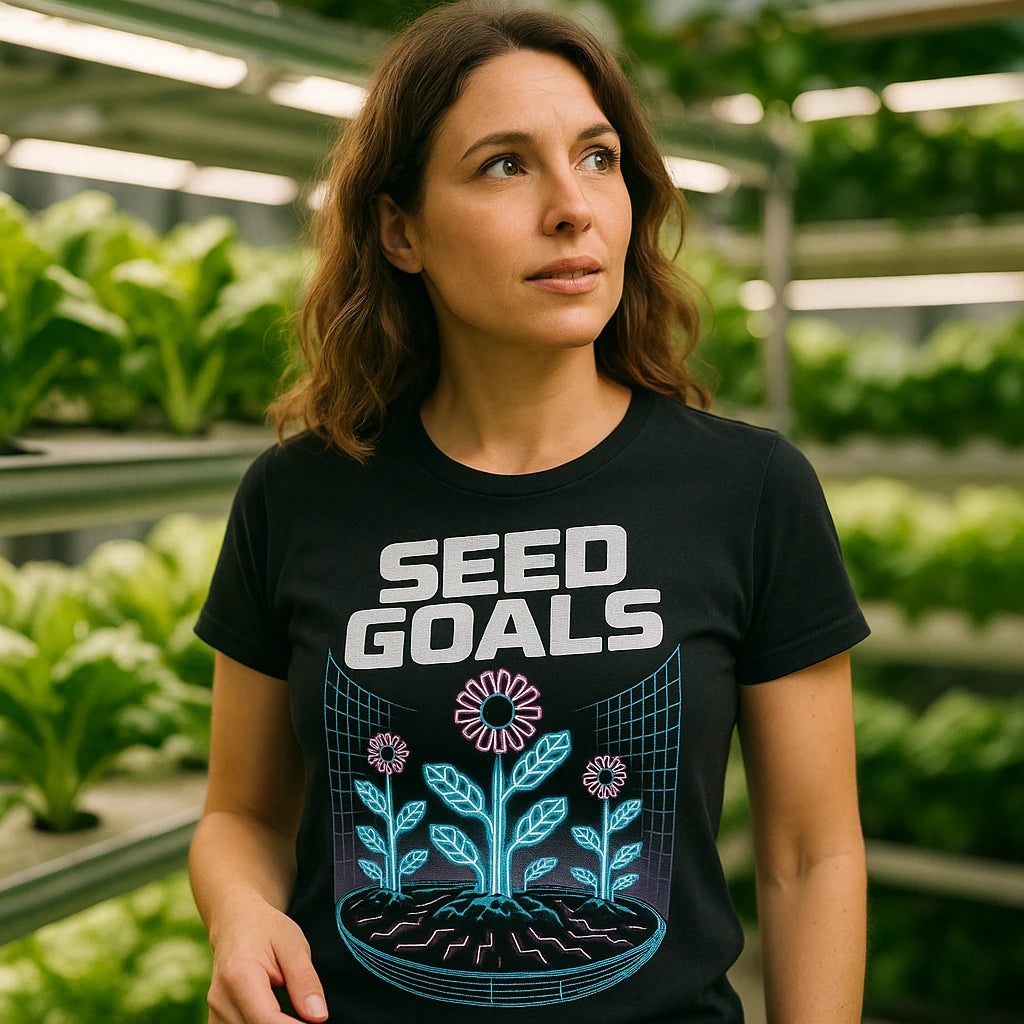 "Seed Goals" black womens gardening shirts - also one of the gifts for someone who likes to garden