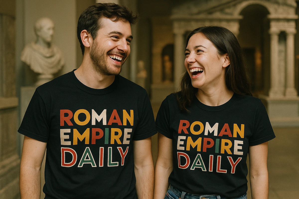 Person wearing the black african american history t shirts graphic tee - "Roman Empire Daily" design