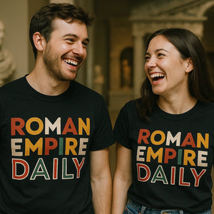 Person wearing the black african american history t shirts graphic tee - "Roman Empire Daily" design