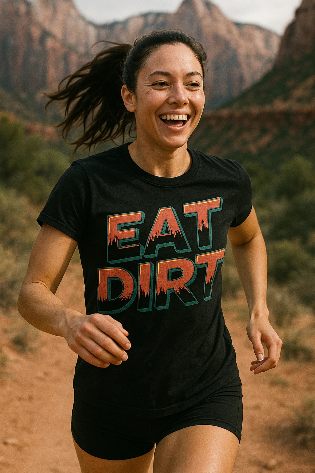 "Eat Dirt" black trail running shirts - a birthday gift for trail running lover
