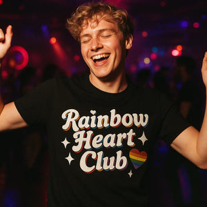 "Rainbow Heart Club" lgbtq pride t shirt - product photo 8