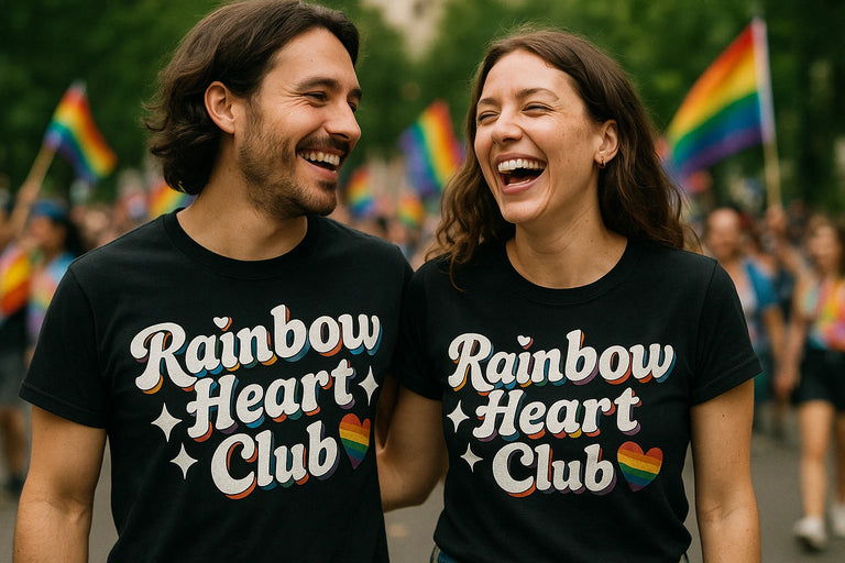 Person wearing the black lgbtq pride t shirt graphic tee - 