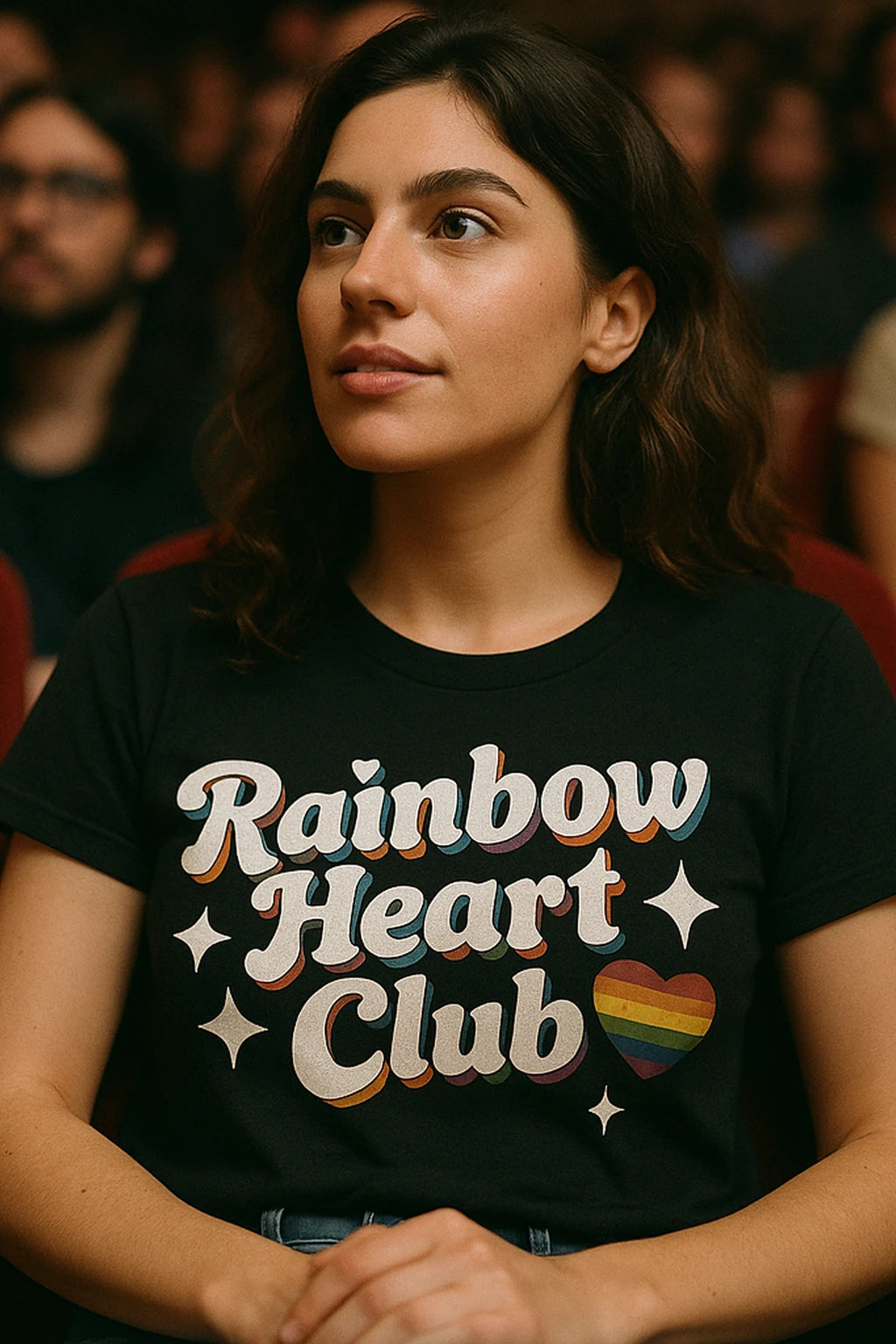 "Rainbow Heart Club" lgbtq pride t shirt - product photo 7