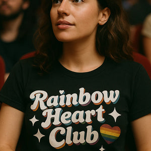 "Rainbow Heart Club" lgbtq pride t shirt - product photo 7