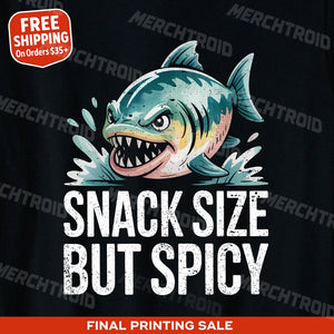 "Snack Size But Spicy" single piranha head t shirt - product photo 10