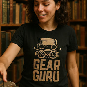"Gear Guru" black steampunk shirts - a birthday gift for steampunk lover