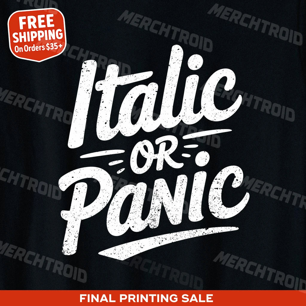 "Italic Or Panic" calligraphy shirts - product photo 10