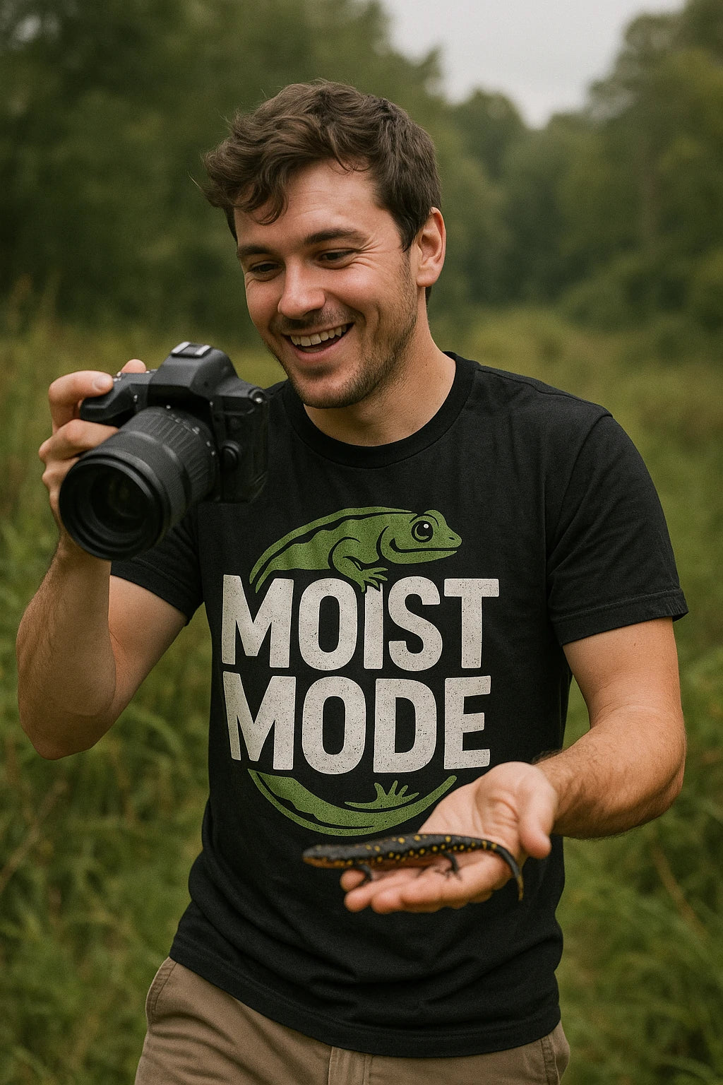 "Moist Mode" black salamanders t shirt - a birthday gift for salamanders lover