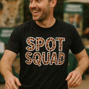 "Spot Squad" black leopard shirts, photographed as gifts for leopard lovers