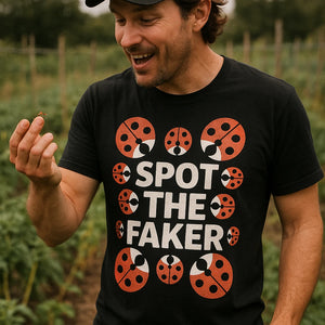 "Spot the Faker" black ladybugs t shirt - a birthday gift for ladybugs lover