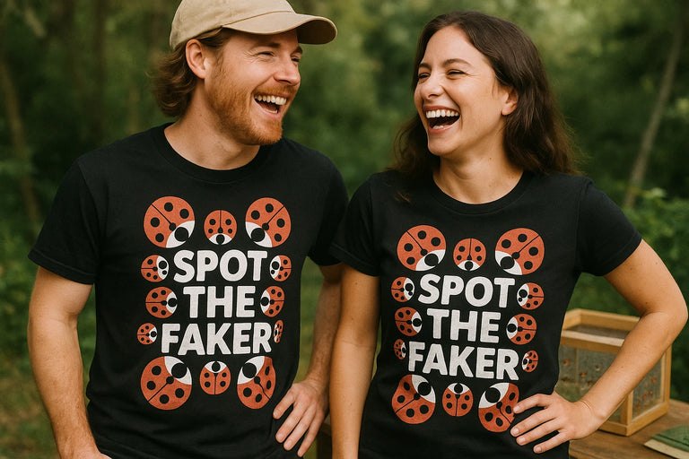 Person wearing the black ladybugs t shirt graphic tee - 
