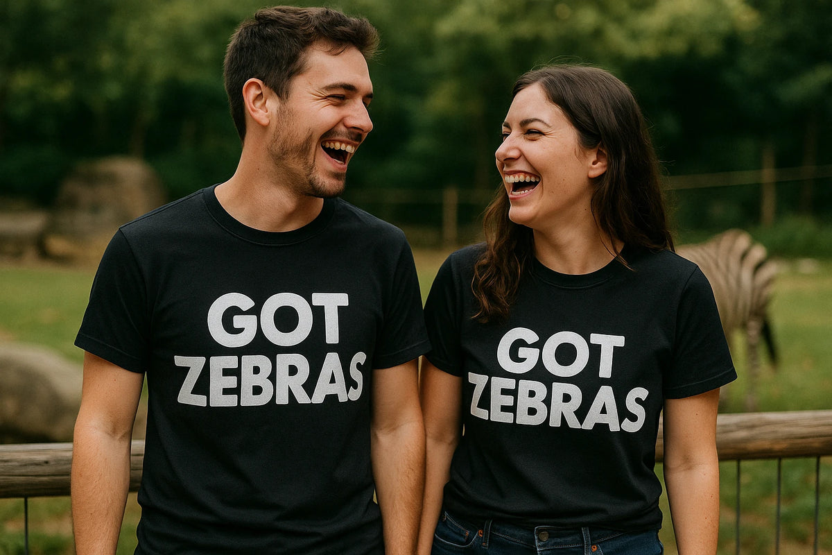 Person wearing the black zookeeper shirts graphic tee - "Got Zebras" design