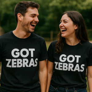 Person wearing the black zookeeper shirts graphic tee - "Got Zebras" design