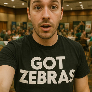 "Got Zebras" black zookeeper shirts, photographed as zookeeper gift ideas