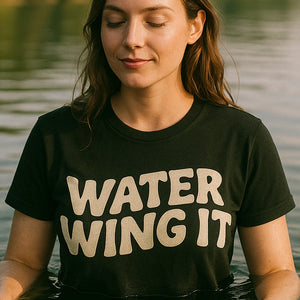 "Water Wing It" black swimming shirts - also a wet shirt for swimming