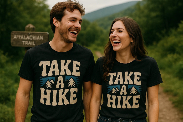 Person wearing the black shirts for trekking graphic tee - 