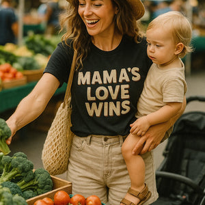 "Mama'S Love Wins" black t shirt mom life - a birthday gift for mom life lover