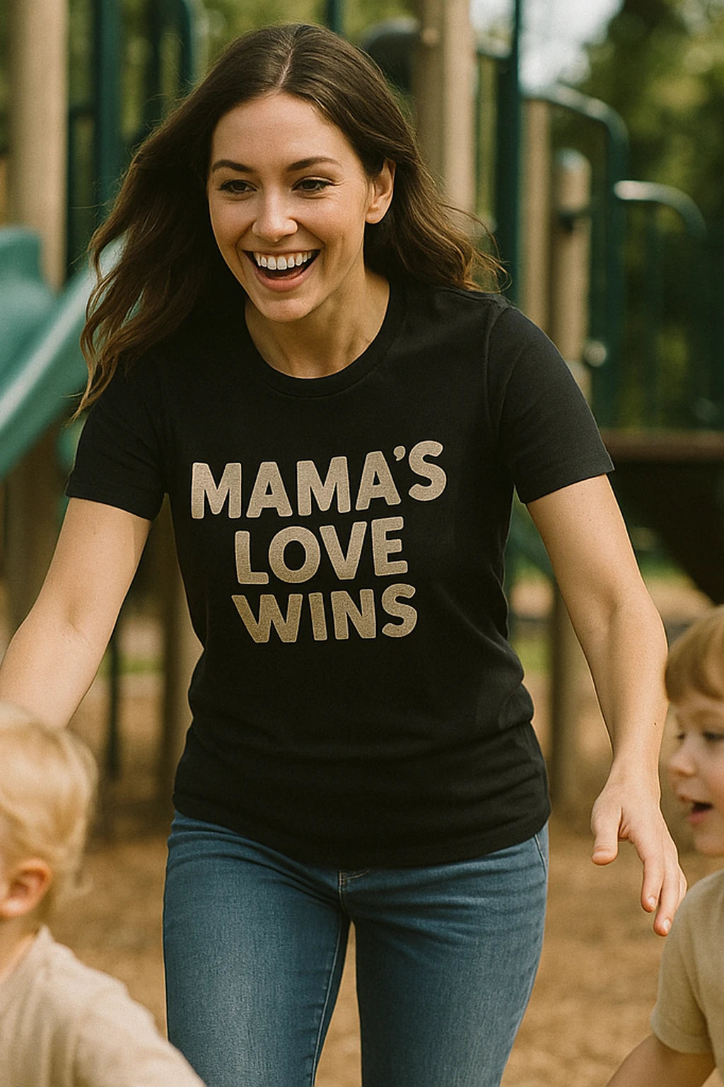 "Mama'S Love Wins" black t shirt mom life, photographed as mom life lover gift
