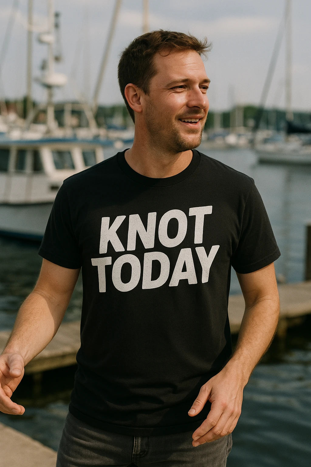 "Knot Today" black boating tee shirts - also a boat owner gift ideas