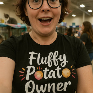 "Fluffy Potato Owner" black cats t shirt - also one of the gifts with cats on them