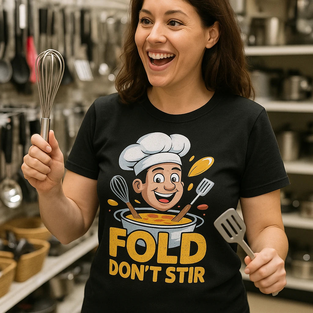 "Fold Don'T Stir" black cooking t shirt - also a unique gifts for cooking lovers