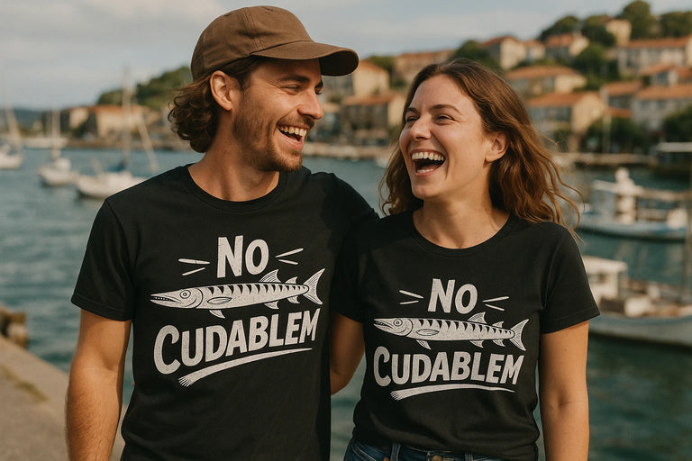 Person wearing the black barracuda t shirt graphic tee - 
