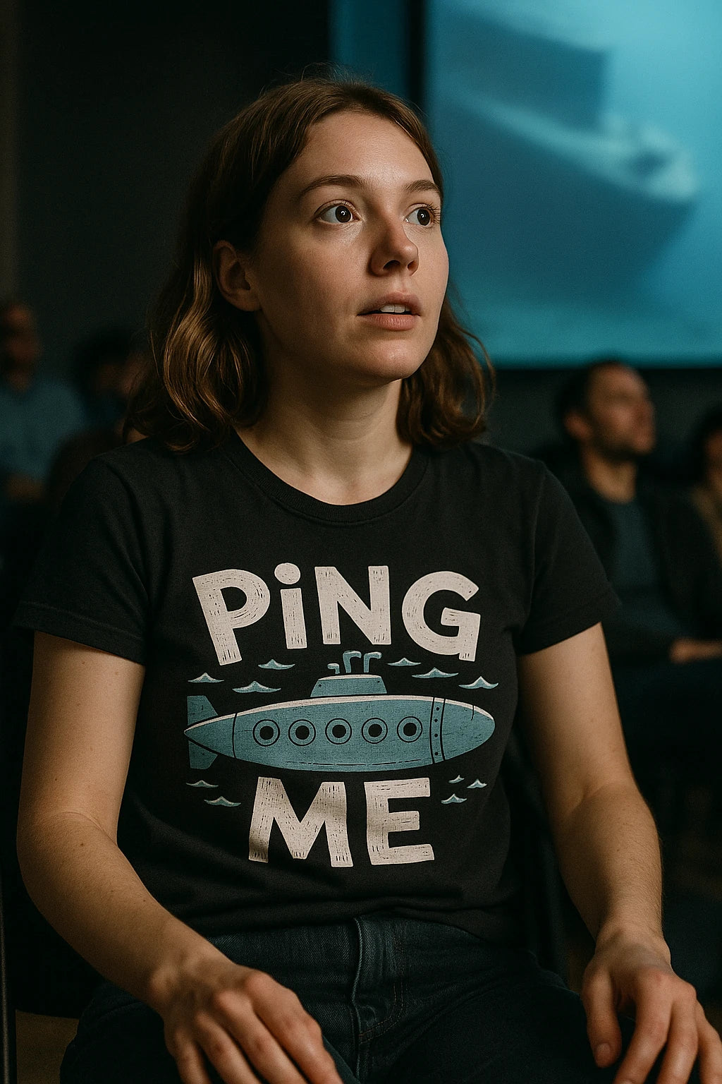 "Ping Me" black submarine t shirt - a birthday gift for submarine lover