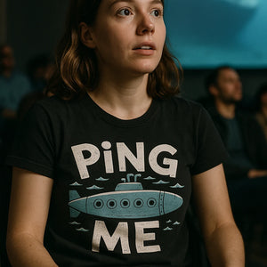 "Ping Me" black submarine t shirt - a birthday gift for submarine lover