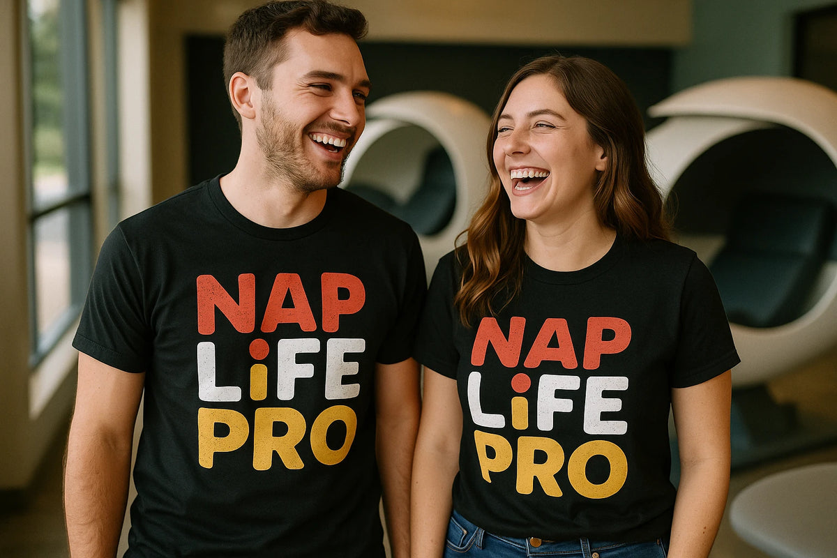 Person wearing the black sleep shirts for women graphic tee - "Nap Life Pro" design
