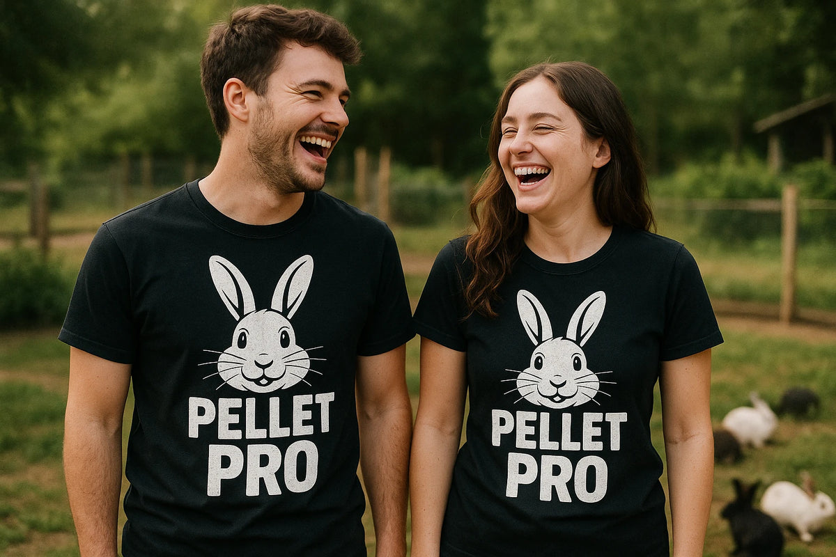 Person wearing the black rabbit tee shirts graphic tee - "Pellet Pro" design
