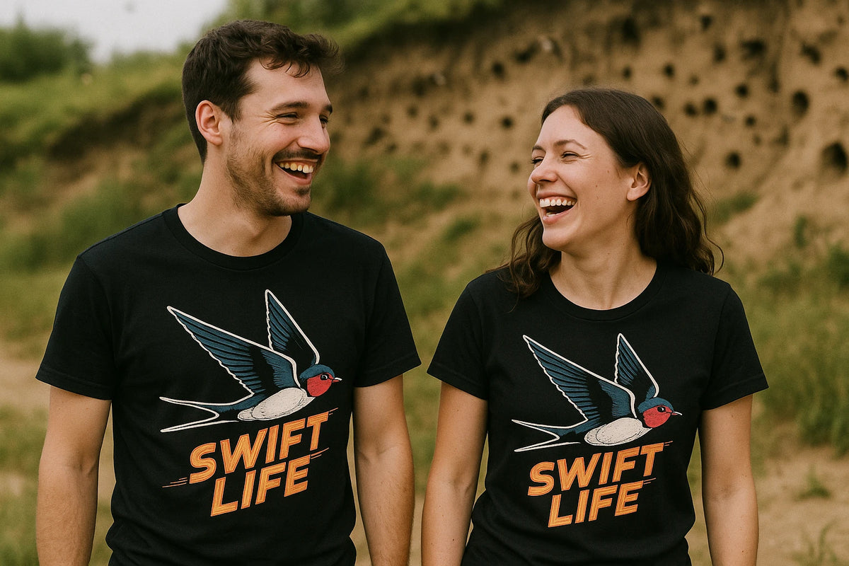 Person wearing the black i swallow t shirt graphic tee - "Swift Life" design