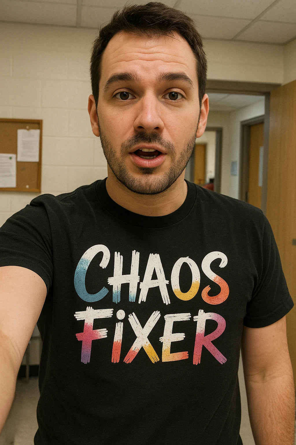 "Chaos Fixer" black social worker t shirt - also one of the best gifts for social workers