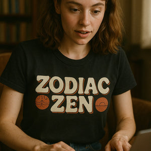 "Zodiac Zen" black t shirt astrology - also one of the best gifts for astrology lovers