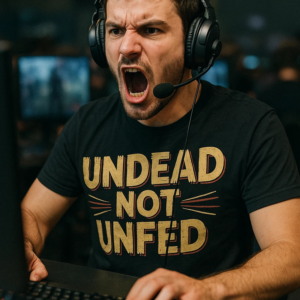 "Undead Not Unfed" zombie t shirt - product photo 8