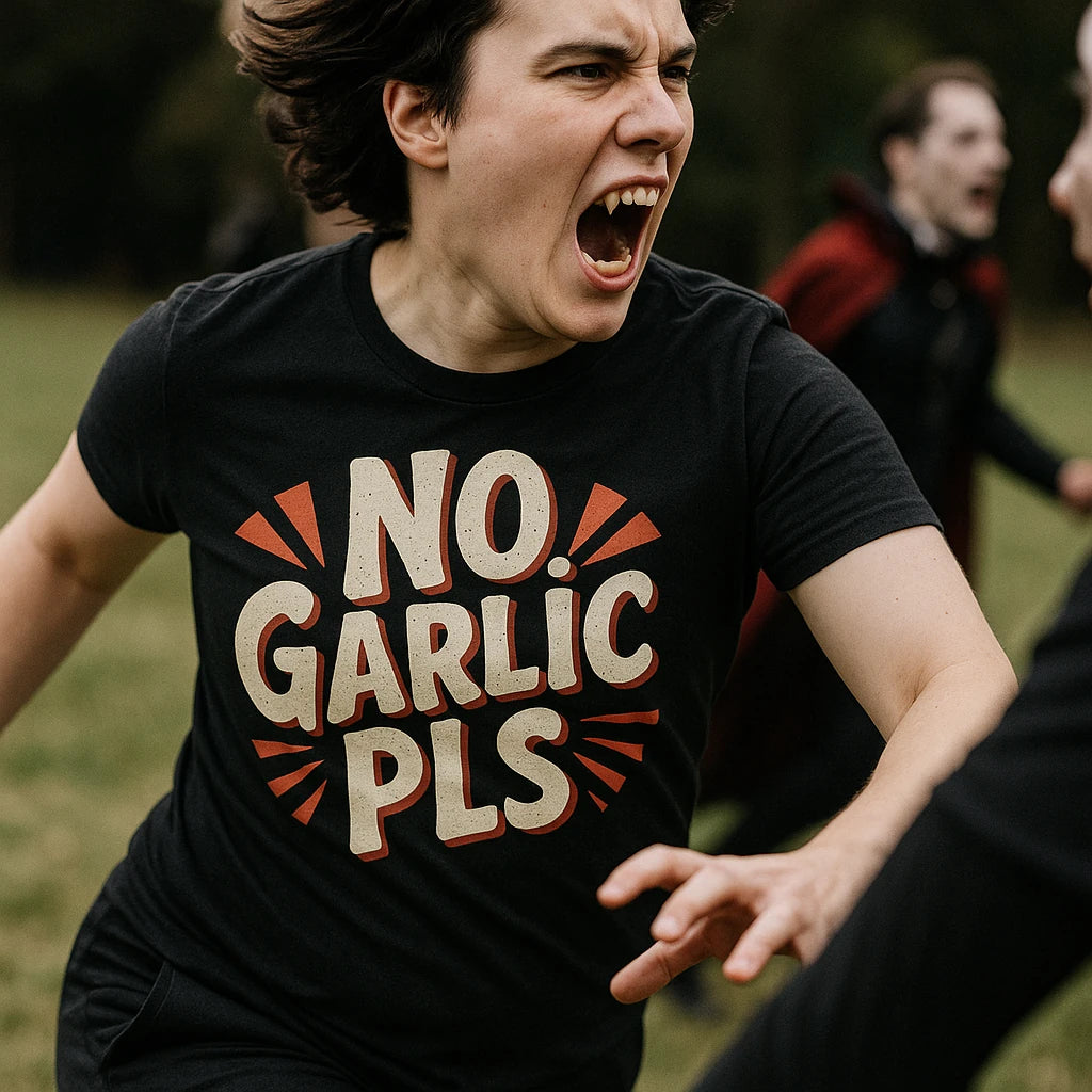 "No Garlic Pls" vampire shirts - product photo 8