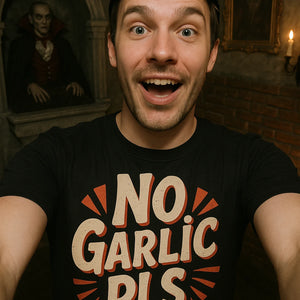 "No Garlic Pls" vampire shirts - product photo 7