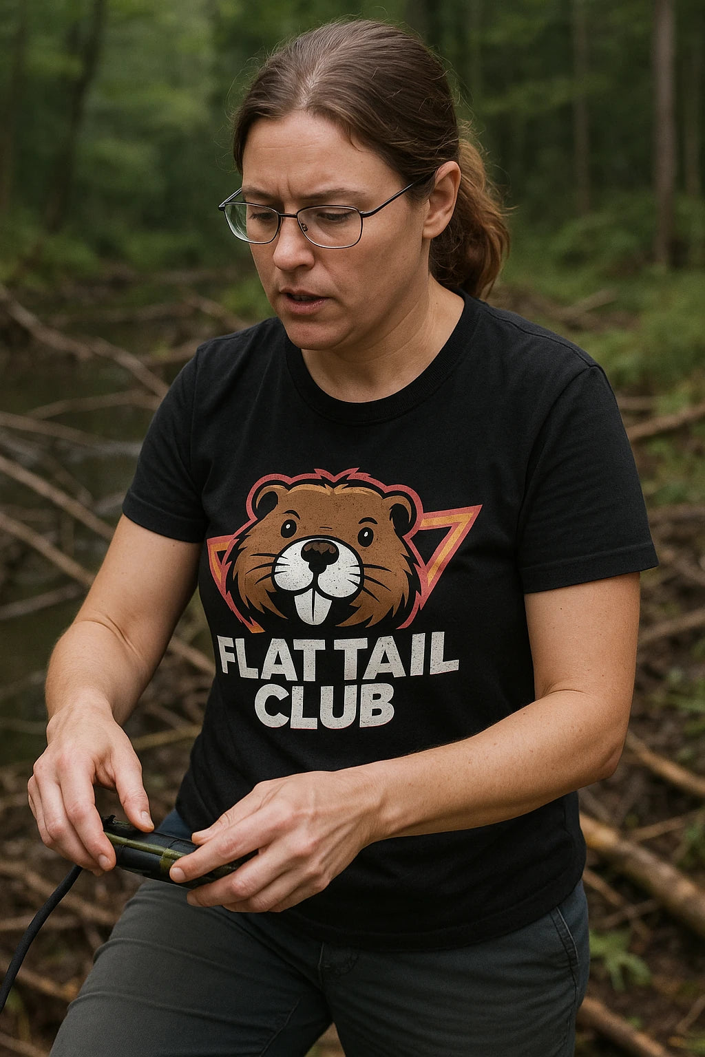 "Flat Tail Club" black beavers shirts - a birthday gift for beavers lover