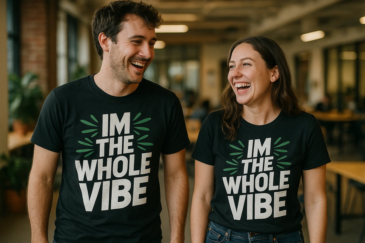 Person wearing the black growth mindset t shirt graphic tee - "Im the Whole Vibe" design