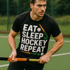 "Eat Sleep Hockey Repeat" field hockey tee shirts - product photo 8