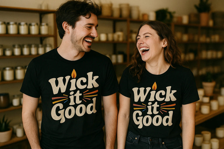 Person wearing the black soy candle making set graphic tee - 