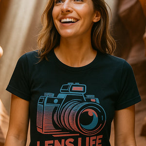 "Lens Life" black photographers shirts, photographed as photographers lover gift
