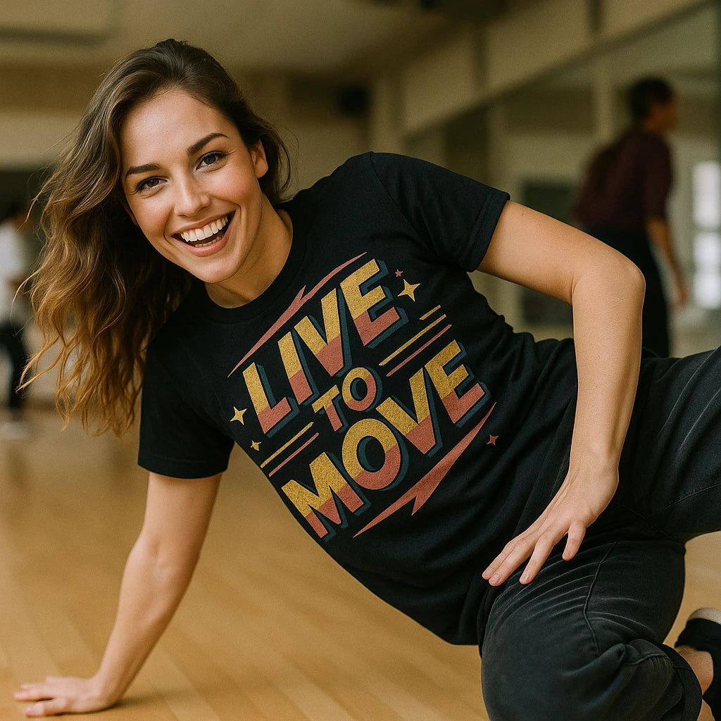 "Live To Move" dancing t shirt - product photo 9
