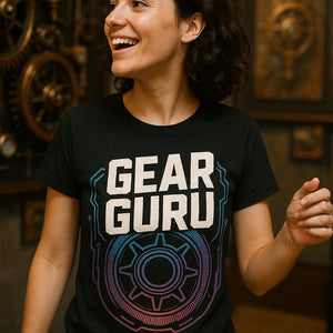 "Gear Guru" black steampunk shirts - a birthday gift for steampunk lover