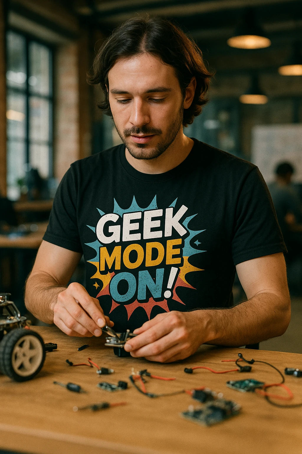 "Geek Mode On" black gadget t shirt - a christmas presents for gadget lover