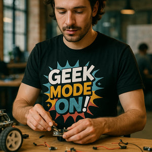 "Geek Mode On" black gadget t shirt - a christmas presents for gadget lover