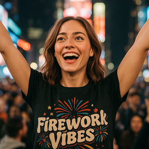 "Firework Vibes" new years eve t shirts - product photo 7