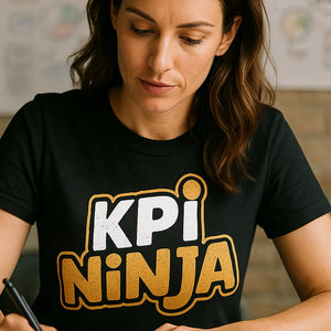 "Kpi Ninja" black marketing manager shirts, photographed as gift for marketing manager