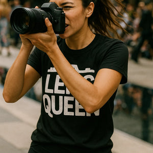 "Lens Queen" black photographers t shirt - a birthday gift for photographers lover