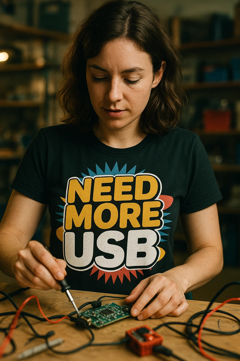 "Need More Usb" black gadget shirts - a christmas presents for gadget lover