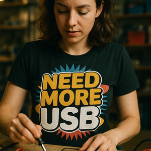 "Need More Usb" black gadget shirts - a christmas presents for gadget lover